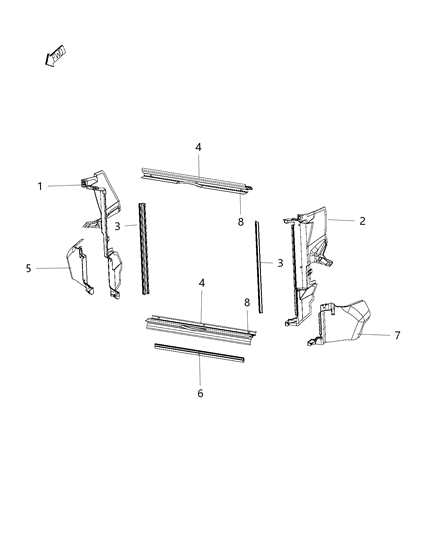 2014 Chrysler 300 Radiator Seals, Shields, Baffles, And Shrouds Diagram