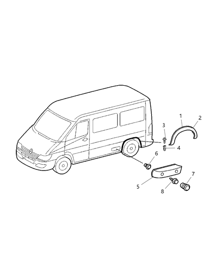 2006 Dodge Sprinter 2500 Molding-Wheel Opening Flare Diagram for 5132499AA