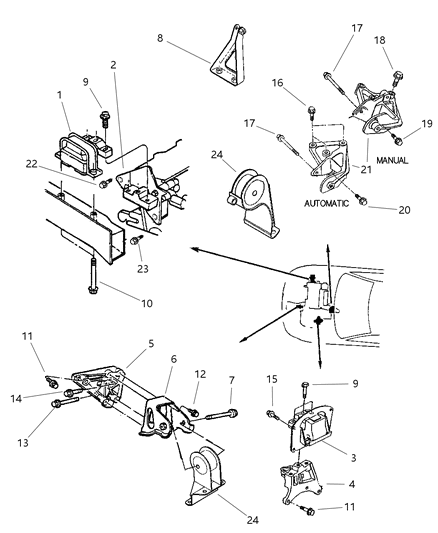 1999 Chrysler Sebring Convertible Engine Mounts Diagram 1