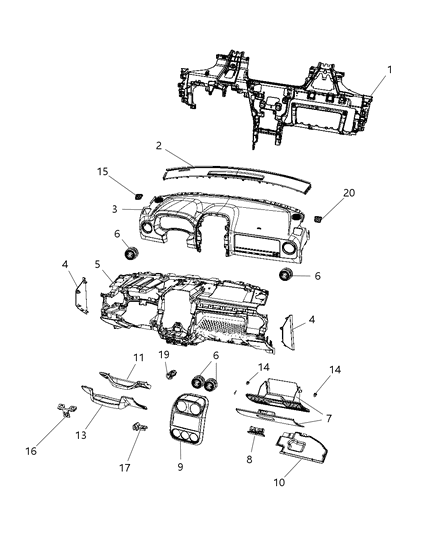 2017 Jeep Compass Glove Box-Instrument Panel Diagram for 1FB991DVAB