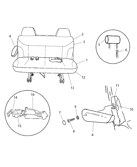 2001 Dodge Caravan Seat Back-Rear Diagram for UE042L5AB