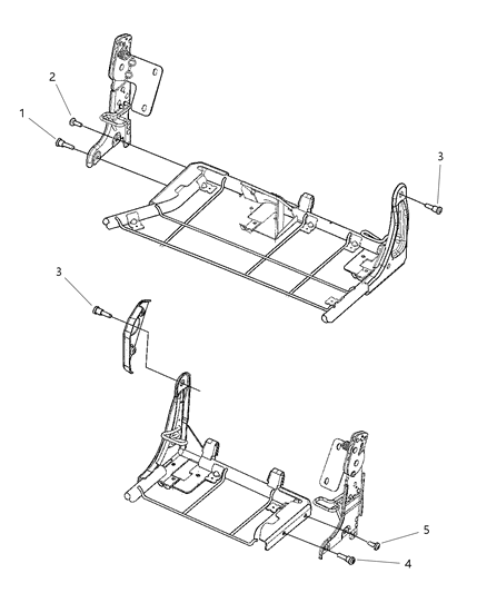 2002 Chrysler PT Cruiser Rear Seat Attaching Bolts Diagram