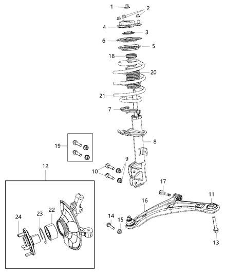 2012 Dodge Caliber Front Lower Control Arm Diagram for 5105041AF