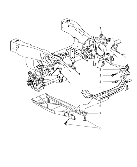 1998 Dodge Dakota Skid Plate, Front Axle Diagram