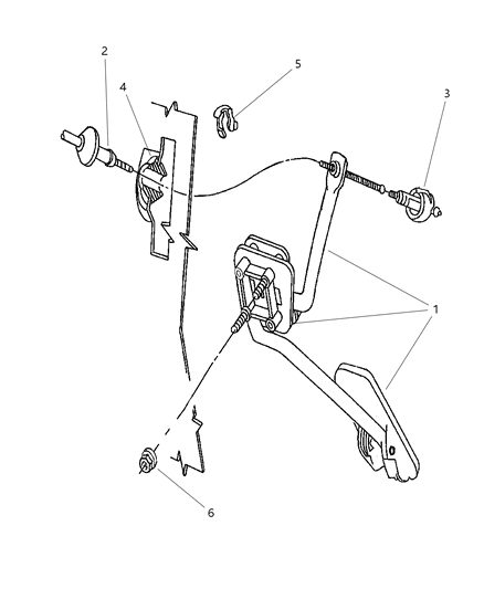 2001 Chrysler Prowler Bracket-Accelerator Shaft And Pedal Diagram for 4865235