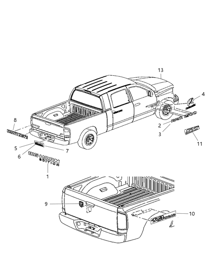 2007 Dodge Ram 1500 Decal Diagram for 55372529AA