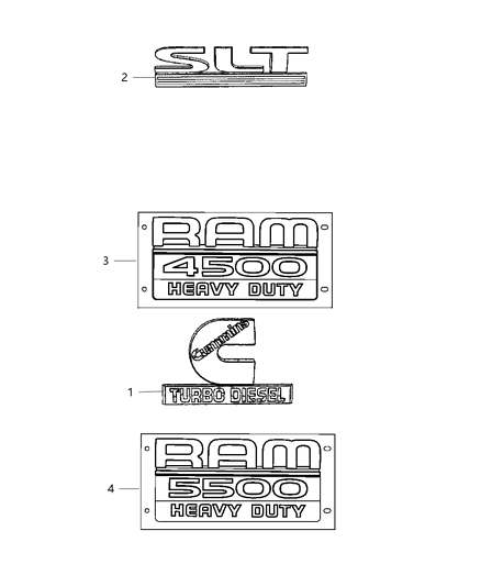 2010 Dodge Ram 4500 Nameplates - Emblem & Medallions Diagram