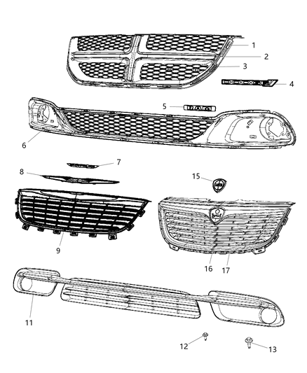2015 Chrysler Town & Country Grille Diagram