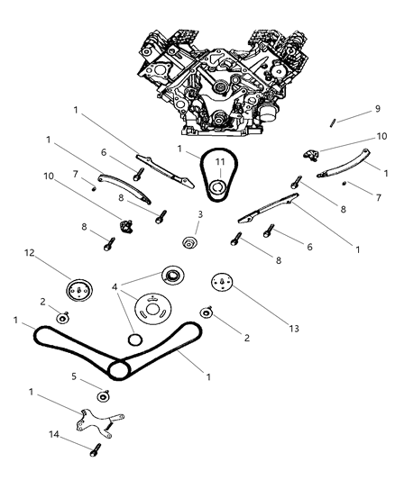 2003 Dodge Dakota Timing Belt / Chain & Cover & Guides Diagram 2