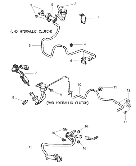 2001 Dodge Neon Controls, Master Cylinder & Slave Cylinder Diagram