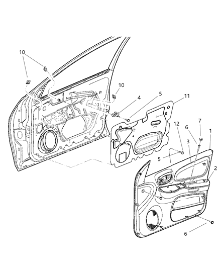 2002 Dodge Neon Door Panels - Front Diagram