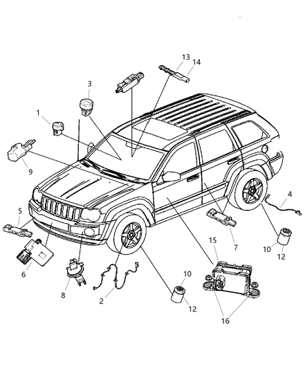 2007 Jeep Grand Cherokee Sensors Body Diagram