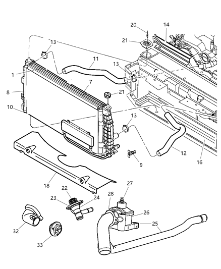 1999 Chrysler Concorde Radiator & Related Parts Diagram