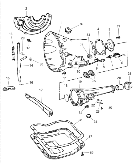 1998 Dodge Ram Van Case & Related Parts Diagram 1