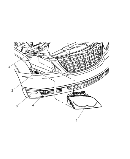 2004 Chrysler Pacifica Headlight Left Diagram for 4857851AA