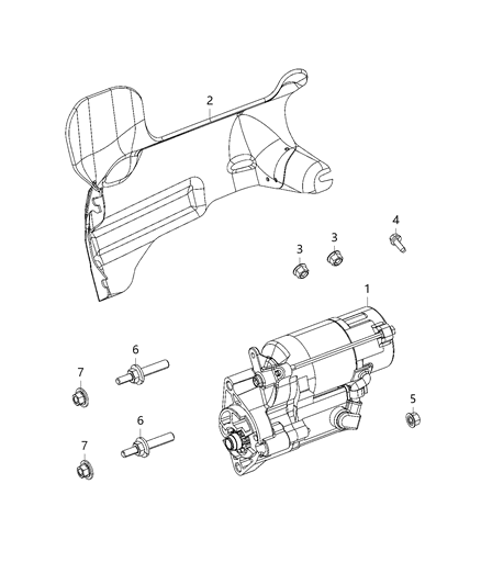 2020 Dodge Durango Starter & Related Parts Diagram 3