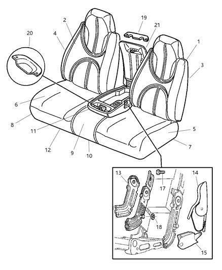 2002 Dodge Durango Front Seat Cushion Driver Cover Diagram for XB571DVAA