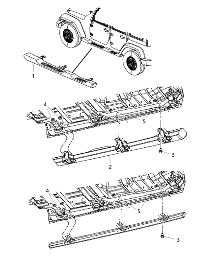 2012 Jeep Wrangler Running Boards & Side Steps Diagram