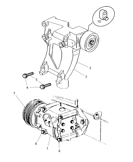 1997 Dodge Stratus Bracket A/C Compressor Diagram for 4663189