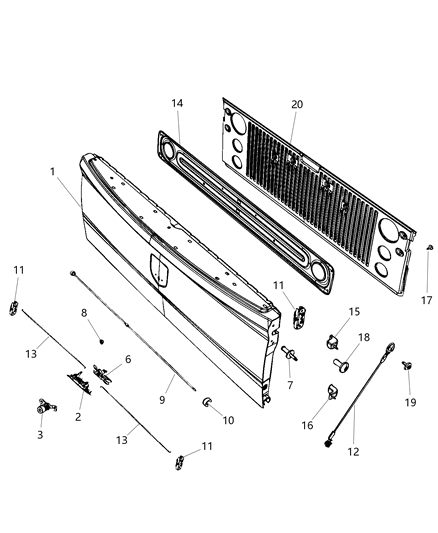 2018 Ram 1500 Handle-TAILGATE Diagram for 55397292AB