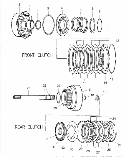 1998 Dodge Durango Clutch, Front & Rear With Gear Train Diagram 4