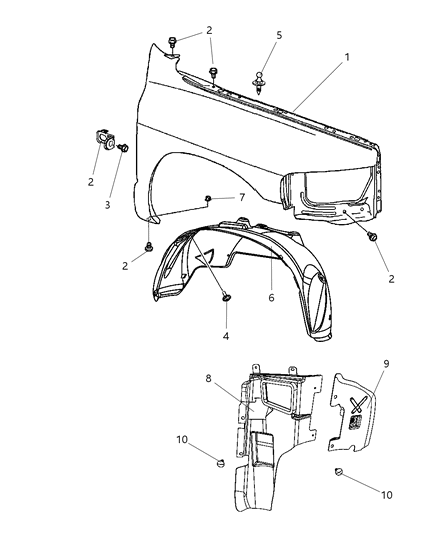 2010 Dodge Ram 3500 Shield-WHEELHOUSE Diagram for 55276798AF