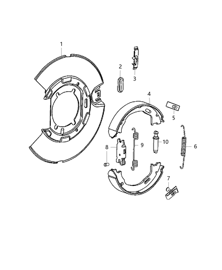 2015 Dodge Charger Parking Brake Shoe And Lining Kit Diagram for 68020626AC