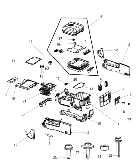 2011 Ram 1500 Panel-Console Diagram for 1NN16XDVAB