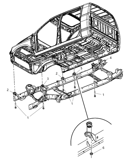 2007 Dodge Ram 3500 Pickup Body Hold Down & Front End Mounting Diagram 1