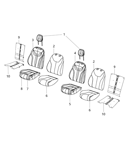 2016 Dodge Dart HEADREST-Front Diagram for 5RP741X9AA