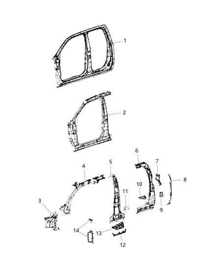 2021 Ram 1500 Panel-Body Side Aperture Outer Diagram for 68293782AD