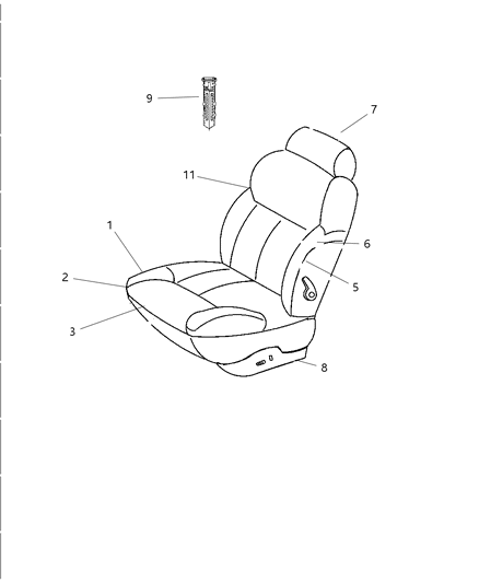 2004 Chrysler 300M Panel-Front Seat Back Diagram for XY771DVAA