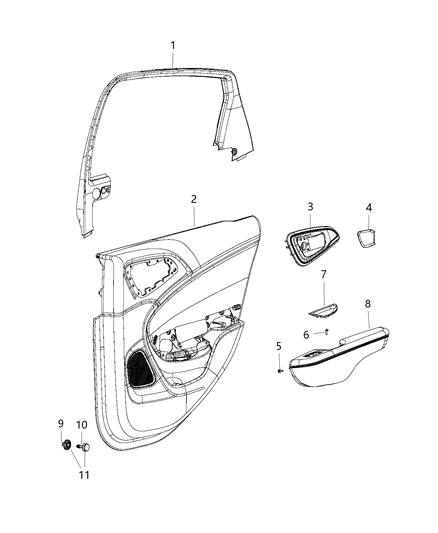 2015 Chrysler 200 Rear Door Trim Panel Diagram