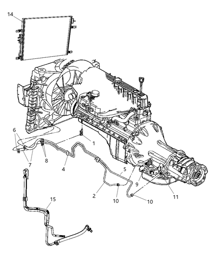 2004 Jeep Grand Cherokee Transmission Oil Cooler & Lines Diagram 1