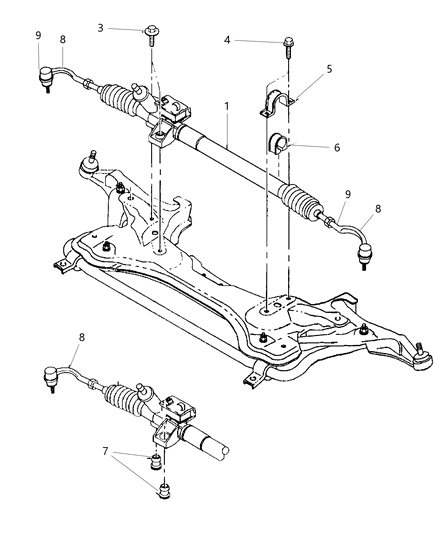 1998 Chrysler Cirrus Complete Rack Assembly Diagram for 4897582AB