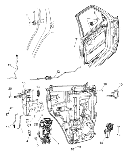 2007 Dodge Nitro Rear Door Window Regulator Motor 2-Pin Diagram for 68004824AA