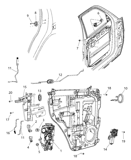 2007 Dodge Nitro Door, Rear, Lock & Controls Diagram