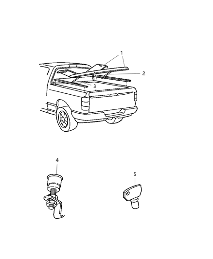 2004 Dodge Ram 2500 Cover Kit - Tonneau Hard, Gull Wing Diagram