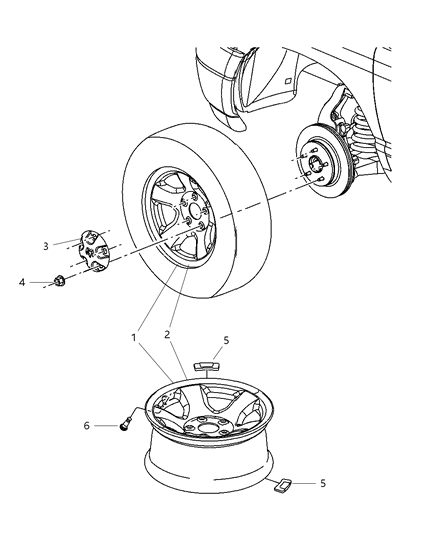 2007 Dodge Ram 3500 Wheels & Hardware Diagram