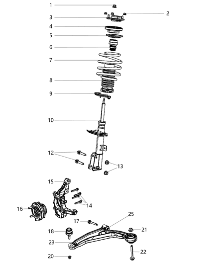2009 Chrysler Sebring Steering Knuckle-Suspension Knuckle Front Right, Right Diagram for 4766038AD
