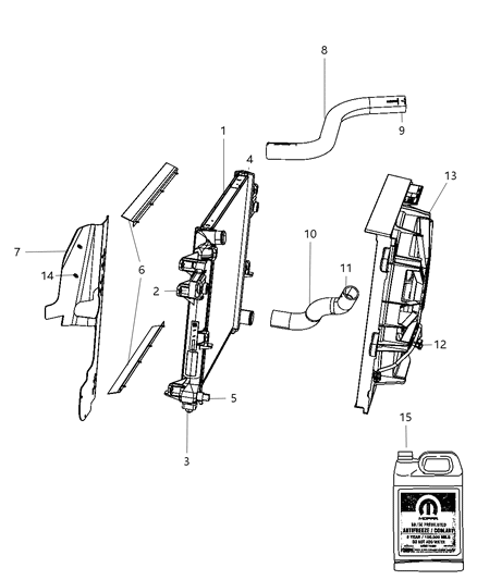 2009 Jeep Grand Cherokee Radiator & Related Parts Diagram 1