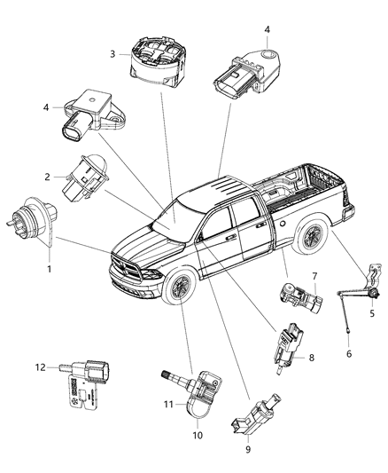 2016 Ram 3500 Sensors - Body Diagram