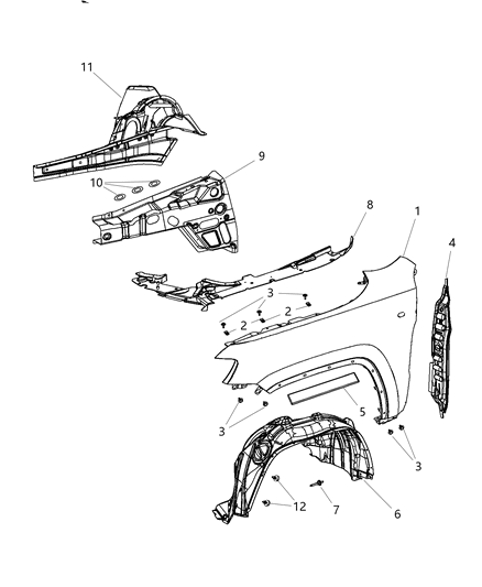 2011 Dodge Durango STUFFER-Fender Diagram for 68036635AA