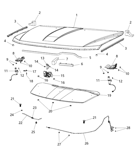 2014 Dodge Journey Hood Hinge Diagram for 5178240AB