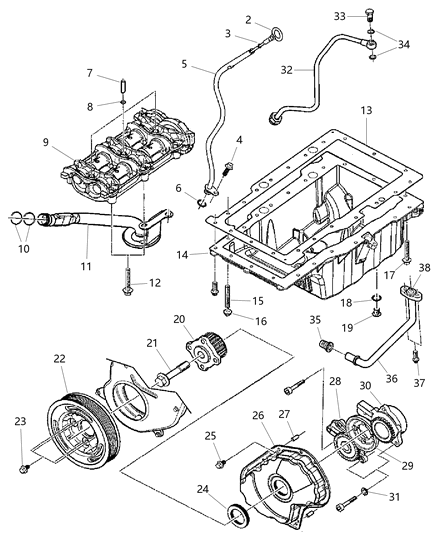 2006 Jeep Liberty Kit-Turbo Oil Drain Diagram for 5183073AA