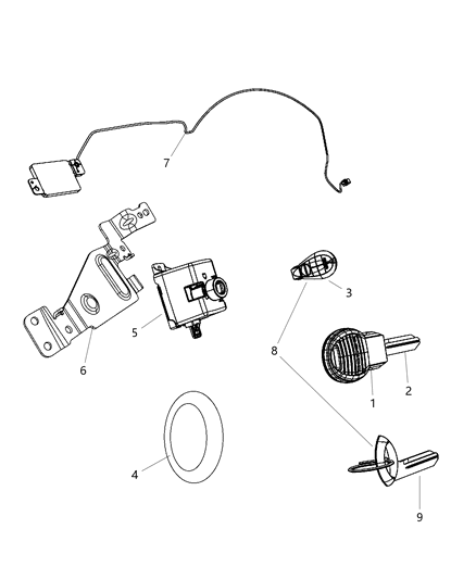 2009 Dodge Journey Key-Blank Diagram for 68029829AA