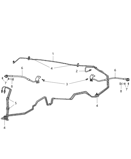 2008 Chrysler Pacifica Brake Tubes & Hoses, Rear And Chassis Diagram