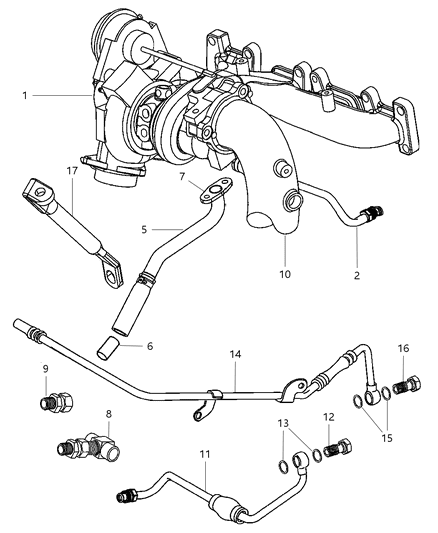 2005 Chrysler Sebring Turbo , Oil Feed And Water Lines Diagram