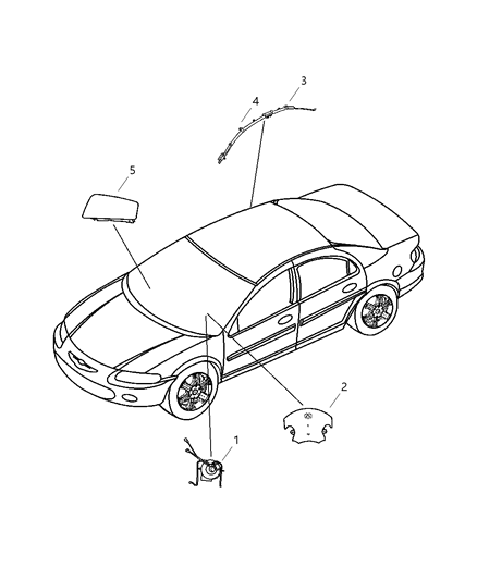 2006 Chrysler Sebring Driver Air Bag Includes Horn Switch Diagram for 1AZ55WL8AC