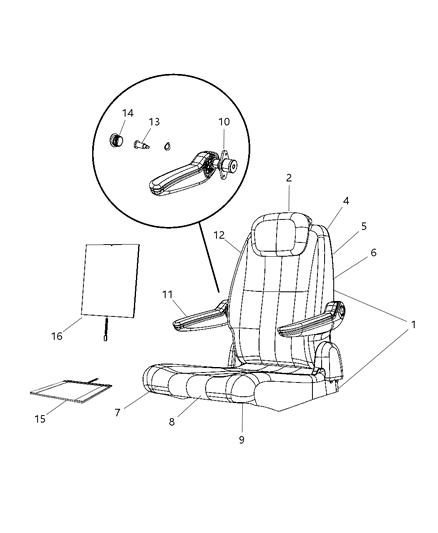 2009 Dodge Grand Caravan Foam-Seat Back Diagram for 68027730AA